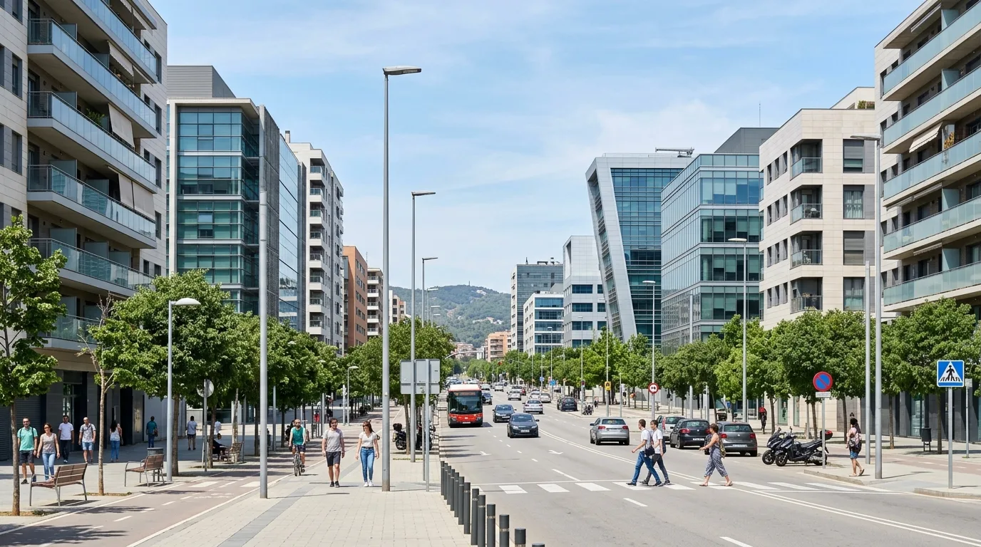 Polígono industrial de Cornellà de Llobregat con naves empresariales