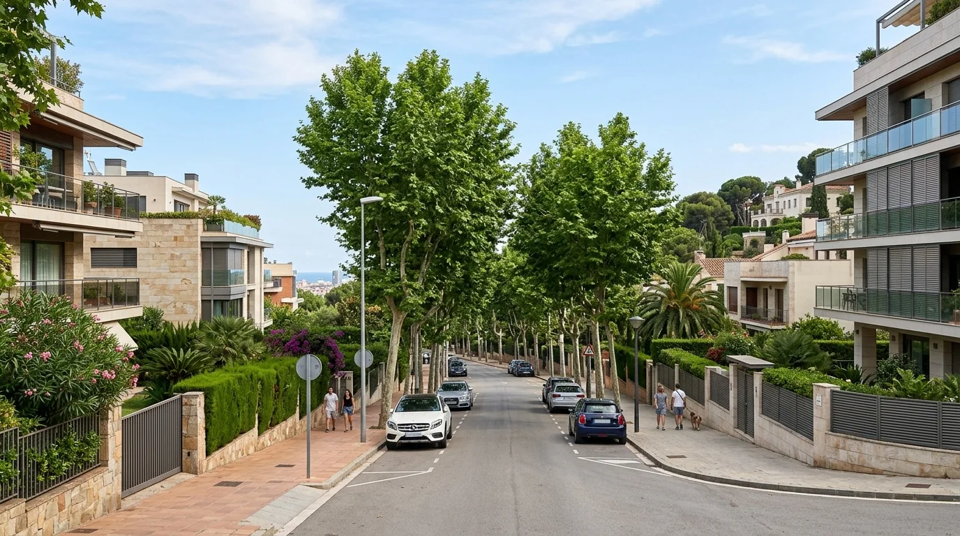 Barrio residencial de Esplugues de Llobregat colindante con Barcelona
